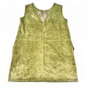 ASTR Velvet Olive Green Sleeveless Faux Suede V-Neck Dress Size L